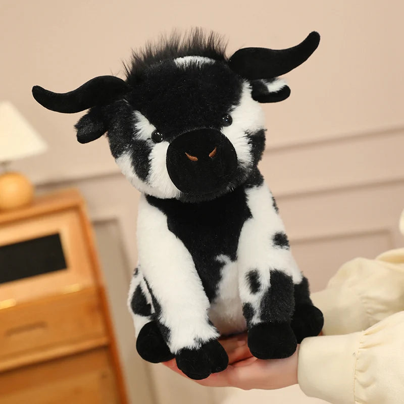 Fluffy Spotted Plush Cow with Horns - Image 4