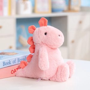 Soft Pink Dinosaur Plush Toy with Coral Spikes