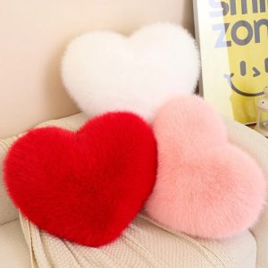 Fluffy Heart Faux Fur Decorative Pillow