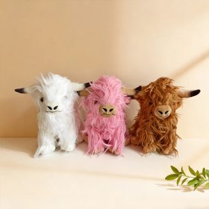 Cute Pink Shaggy Highland Cow Plush