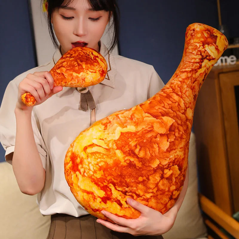 Realistic Fried Chicken Drumstick Plush Pillow - Image 3