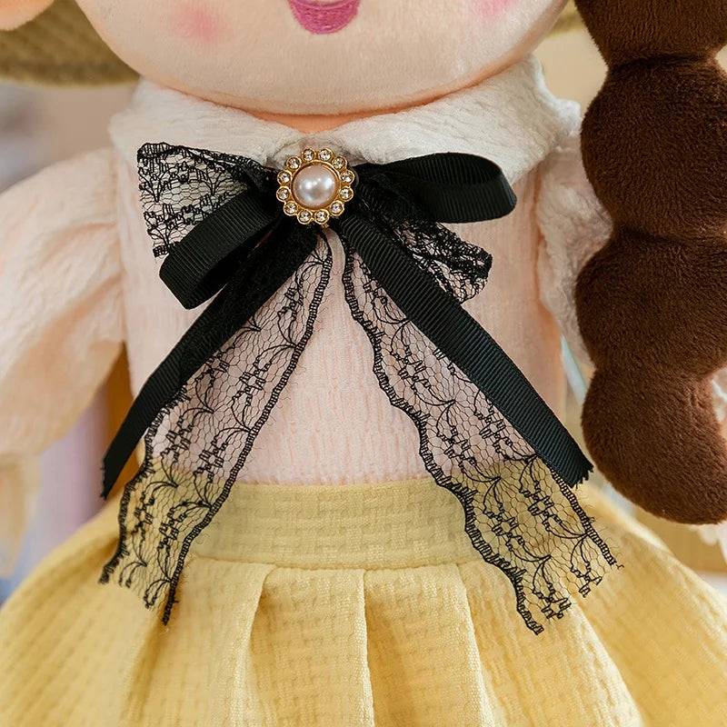 Sweet Plush Girl Doll with Braids and Hat - Image 4
