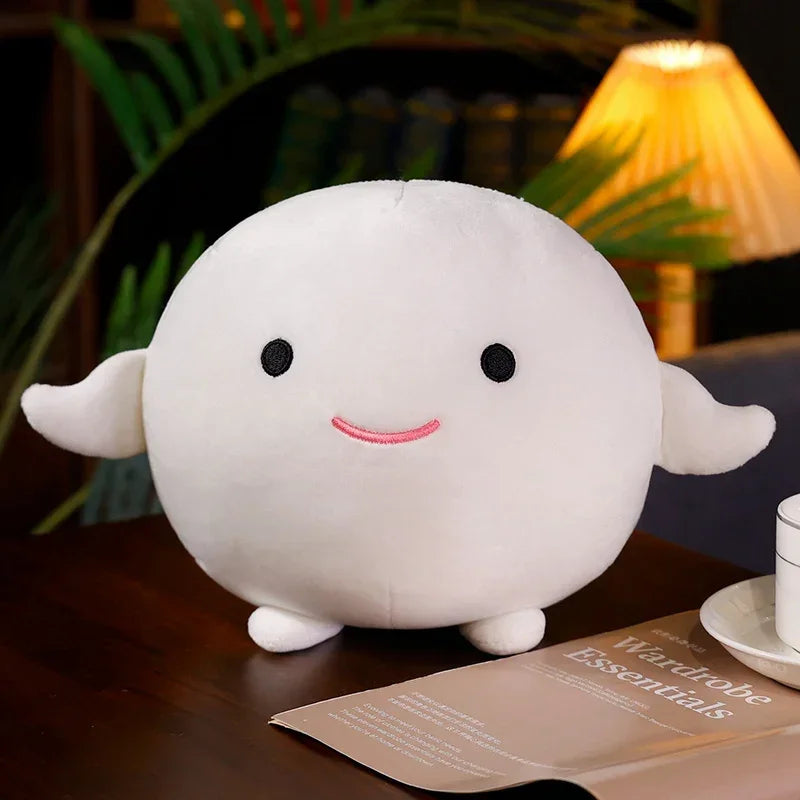Cute Round White Plush Keychain with Expressions - Image 8