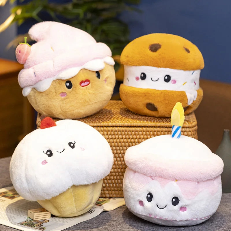 Cute Pink and White Cupcake Plush Toy with Candle