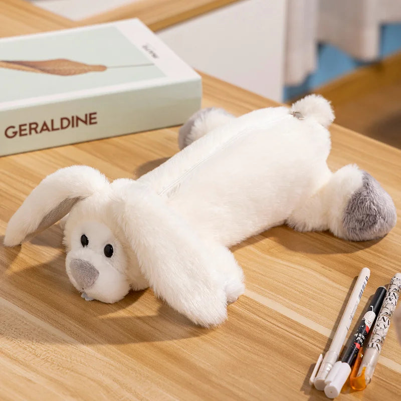 Soft Grey Plush Ferret Pencil Case - Image 10