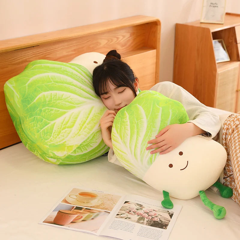 Cute Cabbage Plush Pillow with Smiling Face - Image 4