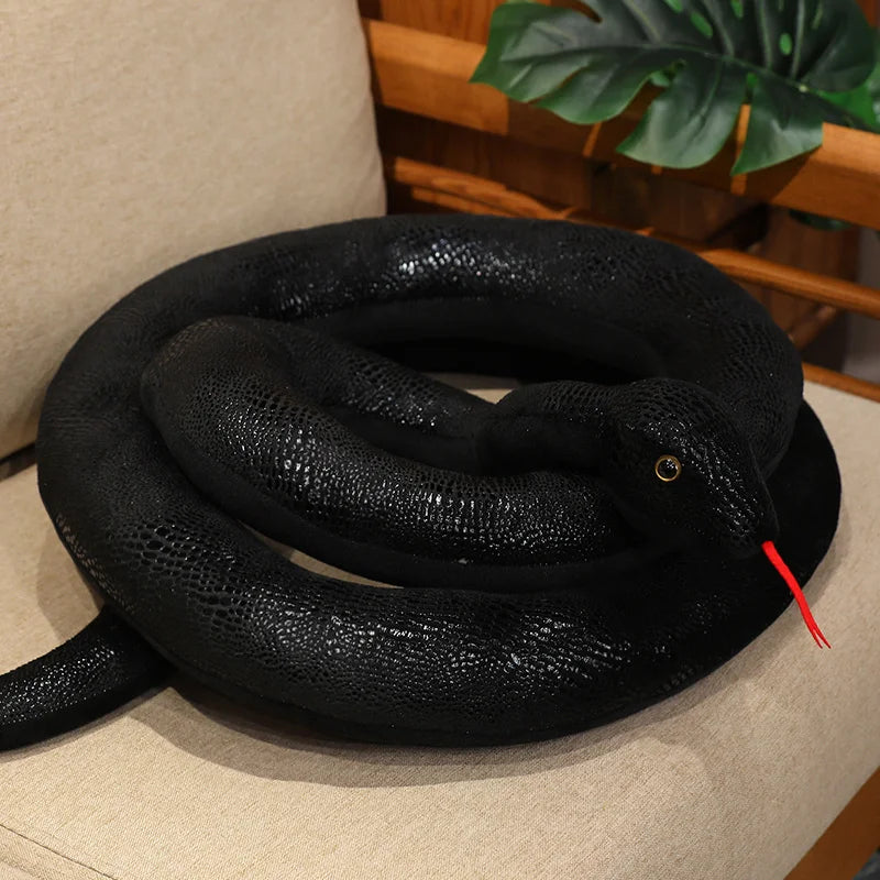 Black Scaled Snake Plush with Red Tongue - Image 10