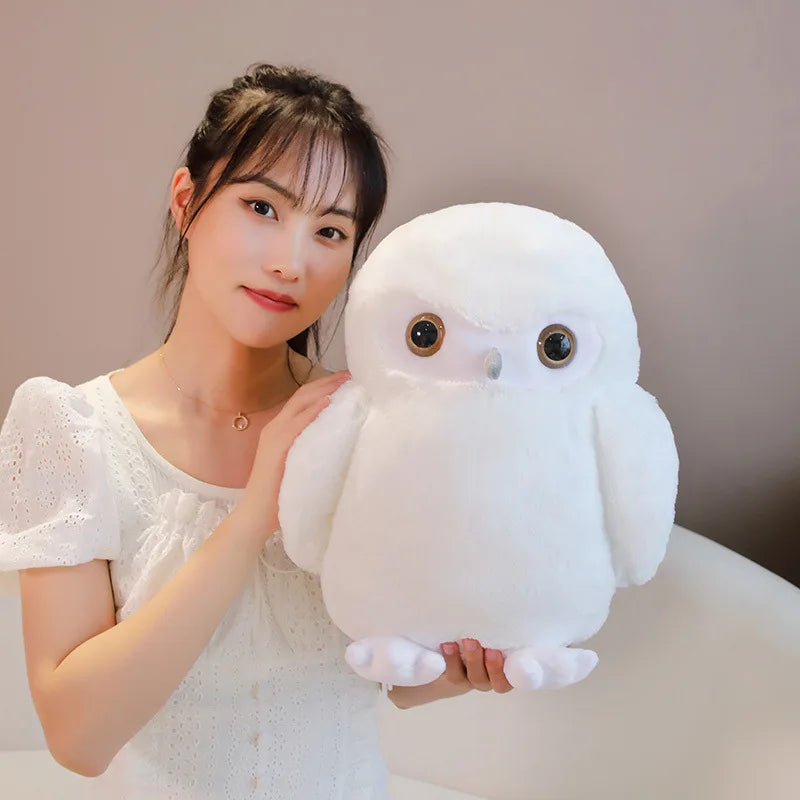 Chubby Brown and White Owl Plush Toy with Hearts - Image 8