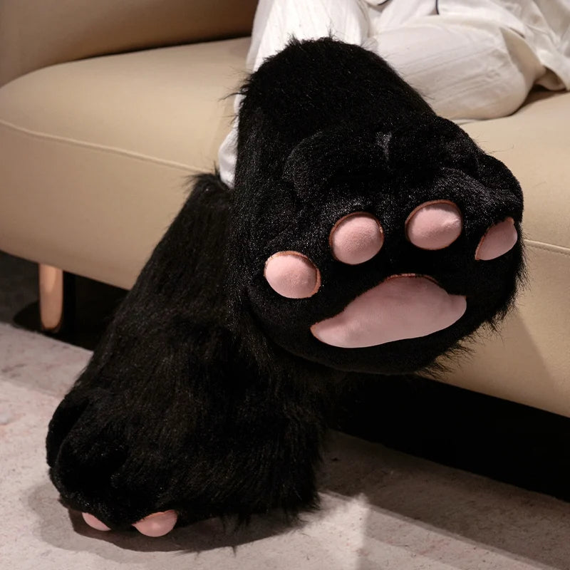 Fluffy White Paw Mittens with Pink Pads - Image 13