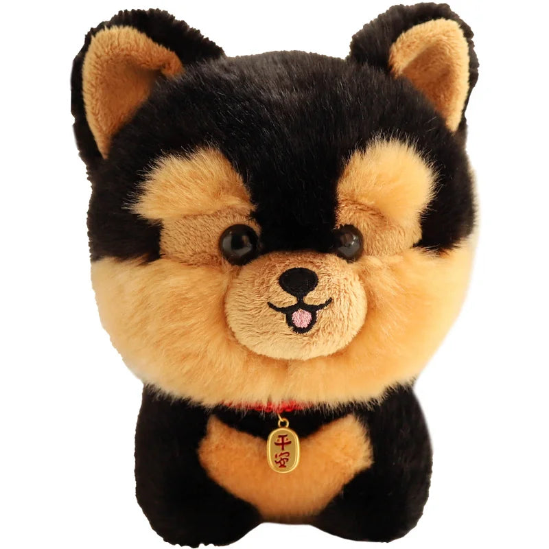 Cute Chubby Dog Plushie with Red Collar Charm - Image 5
