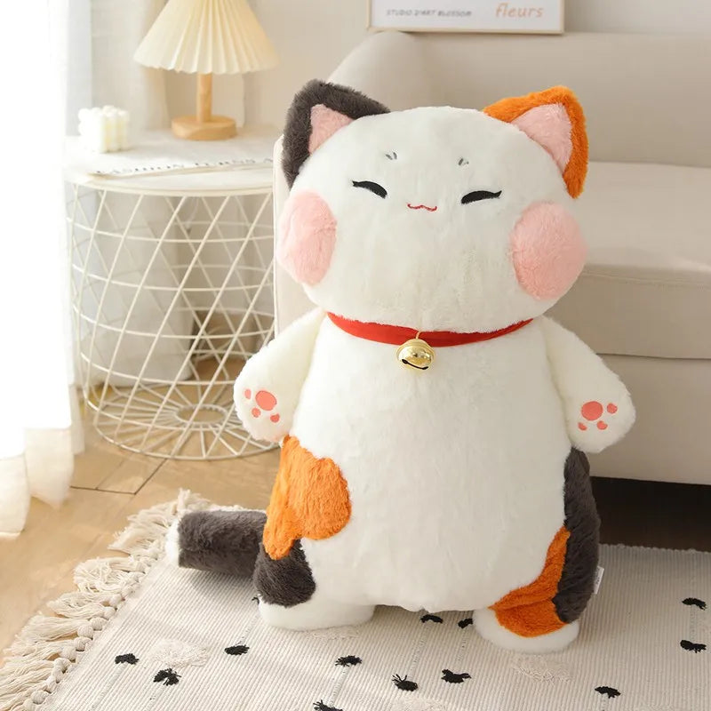 Kawaii Chubby Calico Cat Plushie with Bell