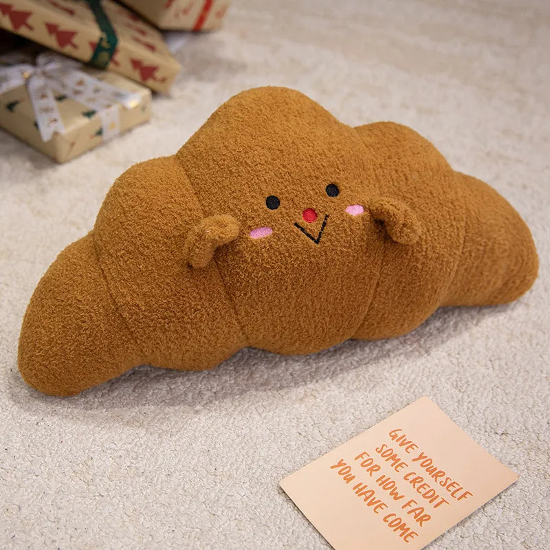 Cute Fuzzy Croissant Plush Pillow with Face - Image 10