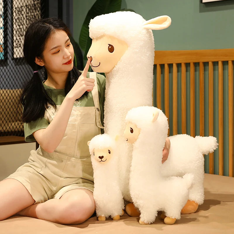 Smiling Curly Alpaca Plush Toy in Creamy White - Image 4
