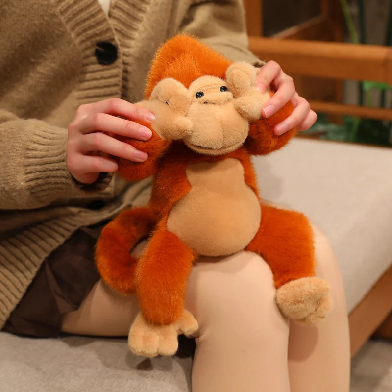 Sweet Fuzzy Brown and Orange Monkey Plush Toy - Image 3