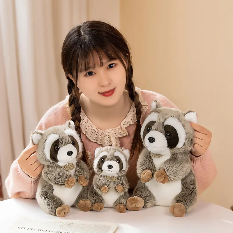 Cute Grey Plush Raccoon with Red Cape - Image 2