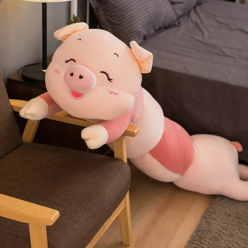 Long Pink Pig Caterpillar Body Pillow - Image 5