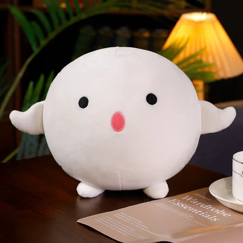 Cute Round White Plush Keychain with Expressions - Image 10
