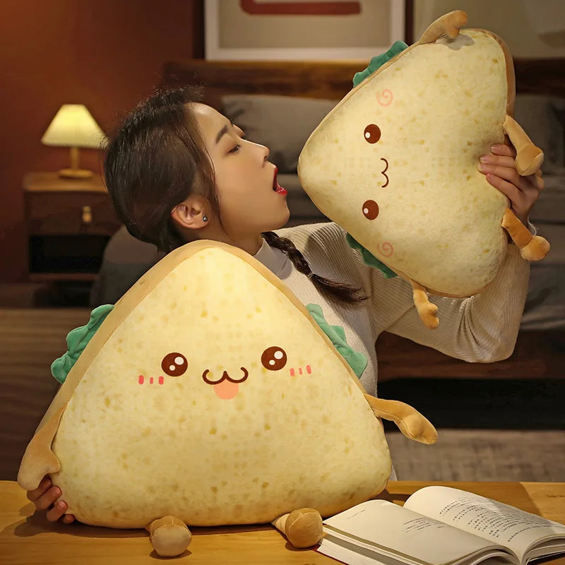 Cute Sandwich Plush Pillow with Expression Faces - Image 5