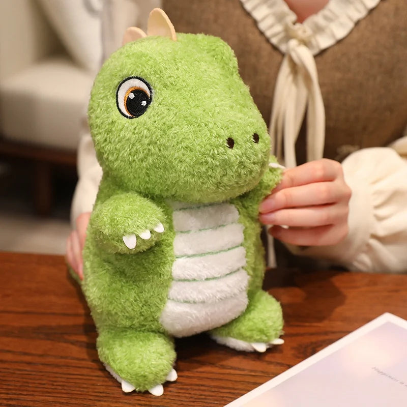 Adorable Green Dino Plush Toy with Striped Belly - Image 2