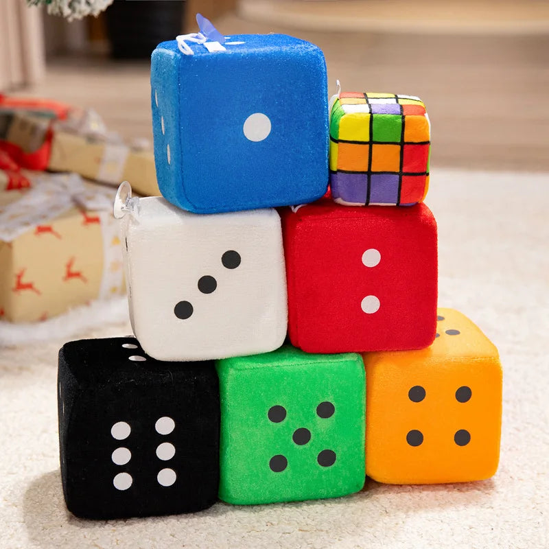 Fuzzy Plush Car Dice and Rubik's Cube Ornaments - Image 6