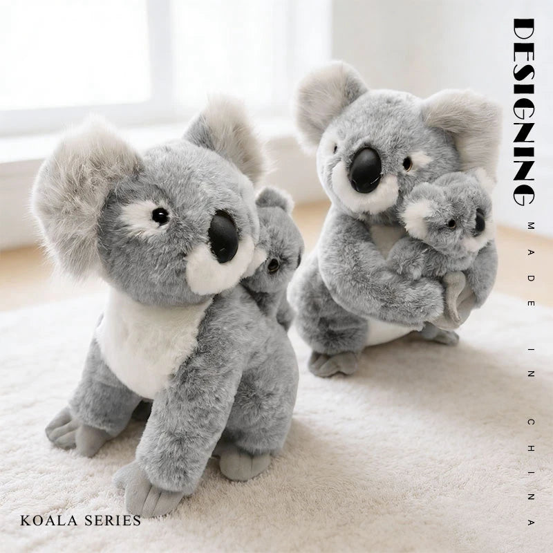 Cute Gray Koala Plush with Leaf - Image 2