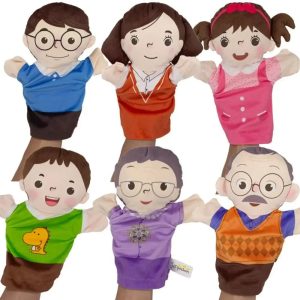 6-Piece Family Plush Hand Puppet Set