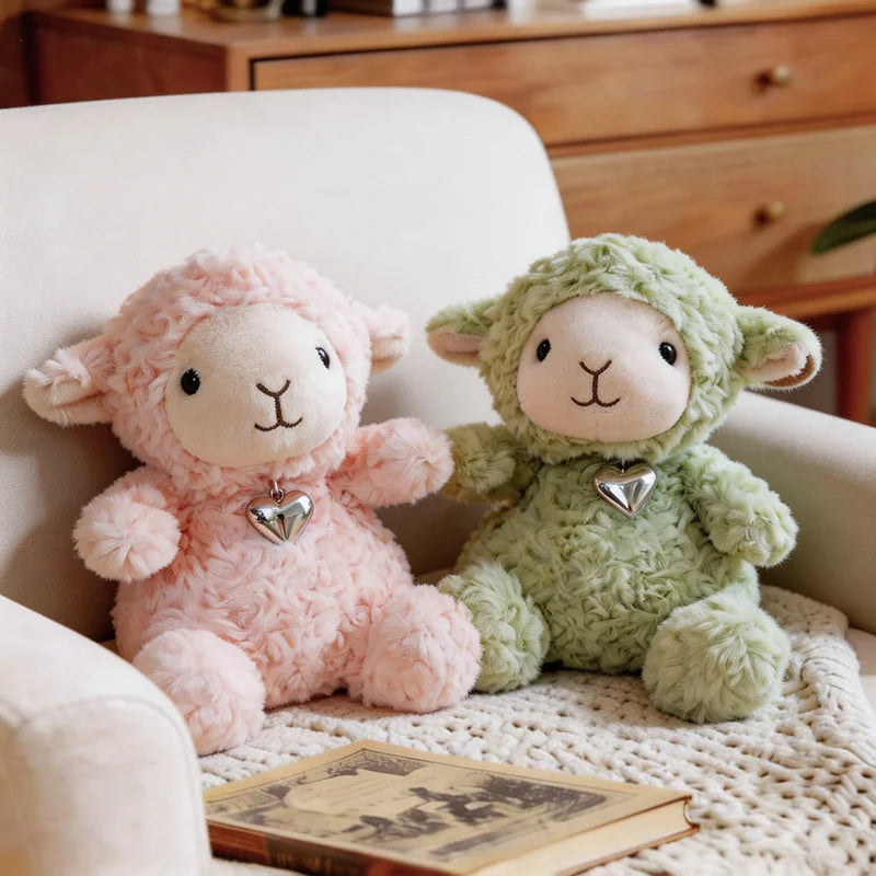 Lavender Curly Plush Lamb with Heart Charm - Image 4