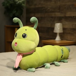 Oversized Lime Green Caterpillar Plush with Scarf