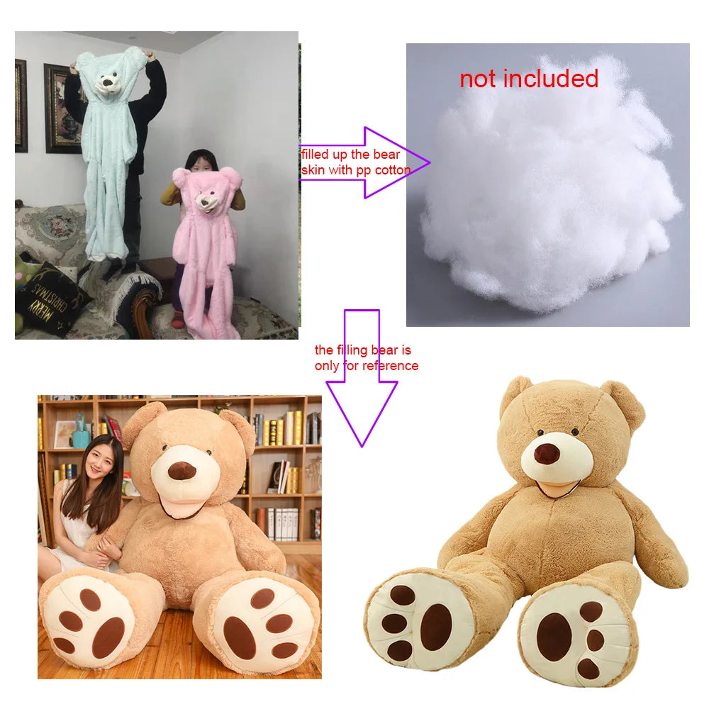 Giant Unstuffed Plush Bear Skin, Blue or Pink - Image 3