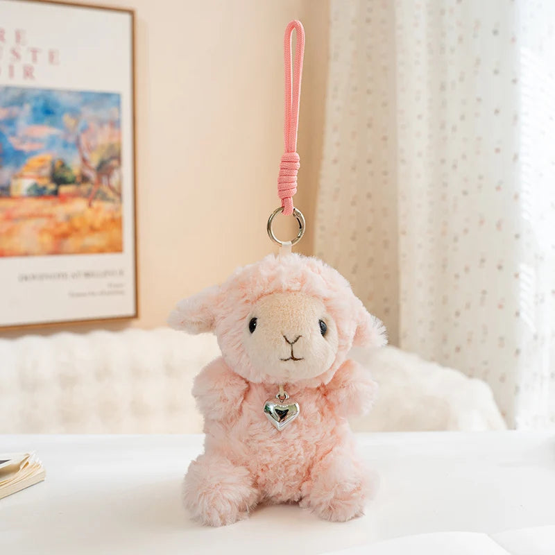 Lavender Curly Plush Lamb with Heart Charm - Image 11