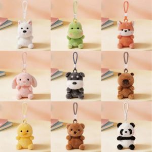 Cute White Chibi Animal Plush Keychain