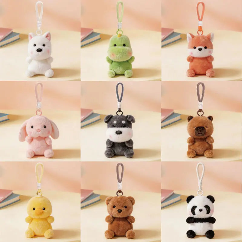 Cute White Chibi Animal Plush Keychain