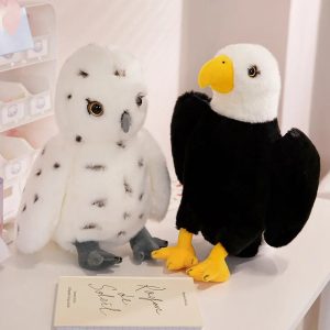 Realistic Snowy Owl and Bald Eagle Plush Birds