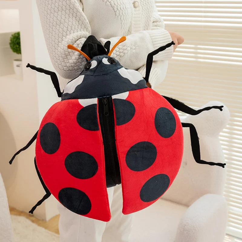 Cute Red Ladybug Plush Backpack