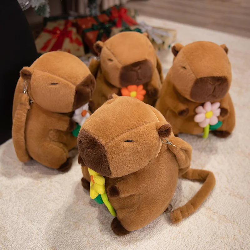 Cute Capybara Plush Crossbody Bag with Pink Bow - Image 4