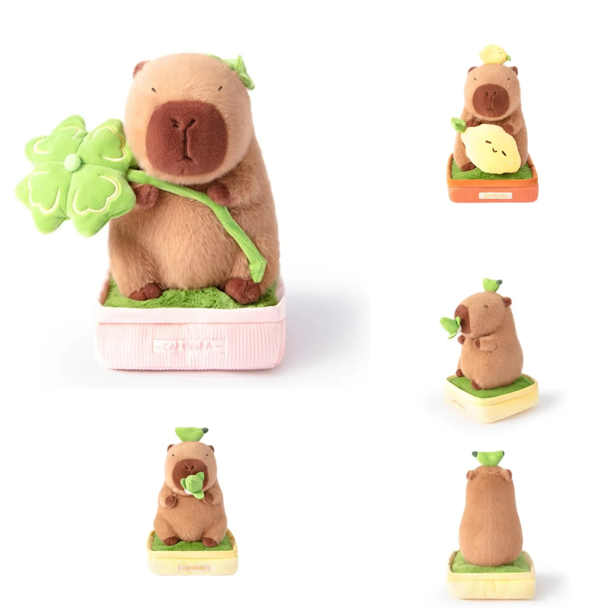 Cute Capybara Plush with Four-Leaf Clover