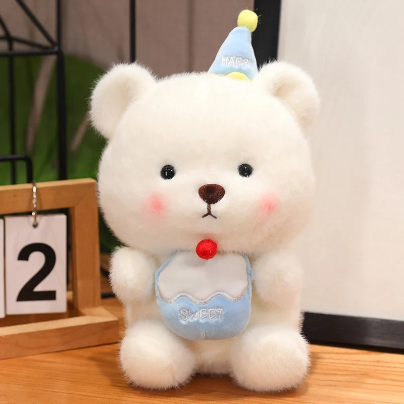 Happy Brown Plush Bear with Cupcake & Party Hat - Image 6