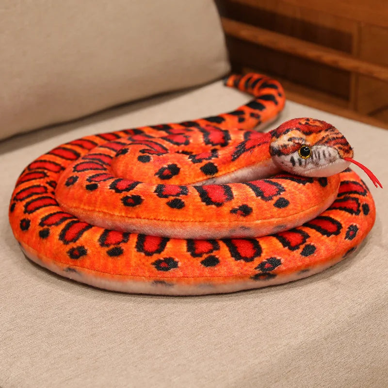Realistic Red and Black Striped Plush Snake - Image 7