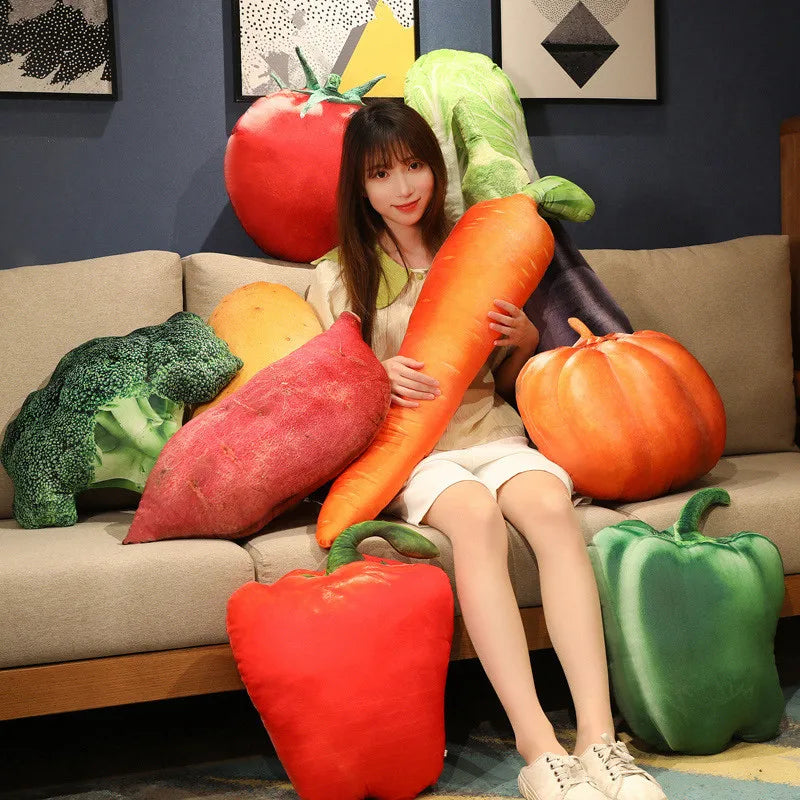 Soft Plush Vegetable Toys: Eggplant, Carrot, Tomato - Image 3
