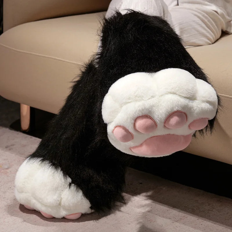 Fluffy White Paw Mittens with Pink Pads - Image 4