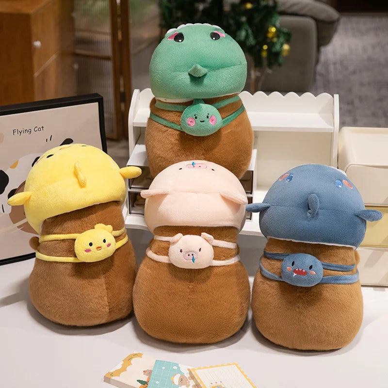 Adorable Capybara Plush in Animal Hats - Image 2