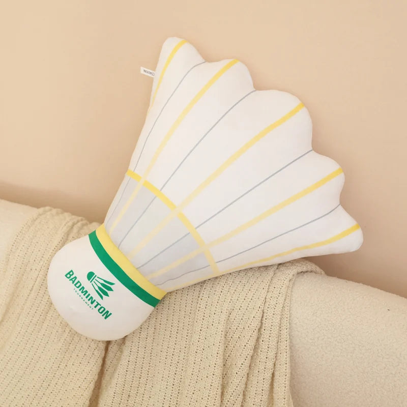White & Green Striped Plush Badminton Shuttlecock Pillow - Image 2