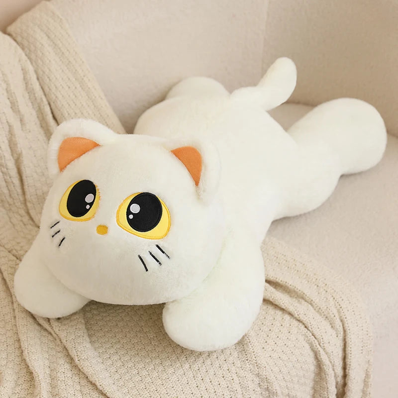 Cute Striped Cat Plush Pillow, Black & Beige - Image 12