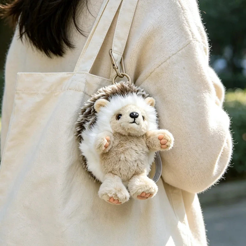 Fluffy Brown and White Hedgehog Plush Toy - Image 5