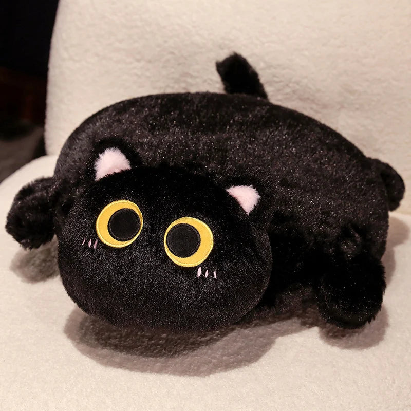 Chubby Black Mochi Cat Plush with Big Eyes - Image 9