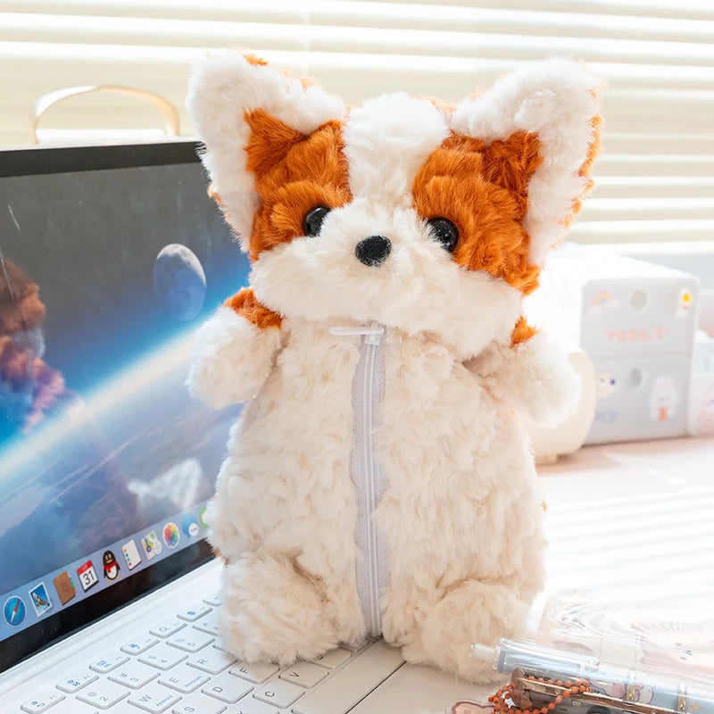 Fluffy Brown and Cream Puppy Pencil Case - Image 3