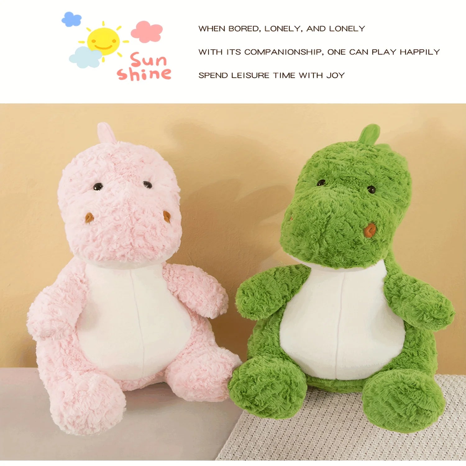 Cute Fluffy Pink Dinosaur Plush - Image 4