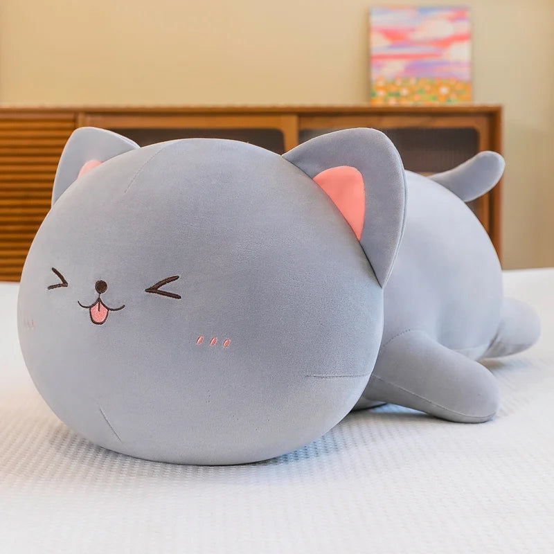 Kawaii White Cat Plush Pillow with Sparkle Eyes - Image 6