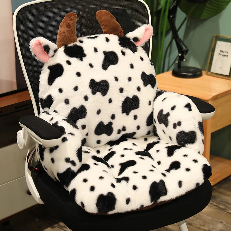 Plush Spotted Cow Back and Seat Cushion - Image 8