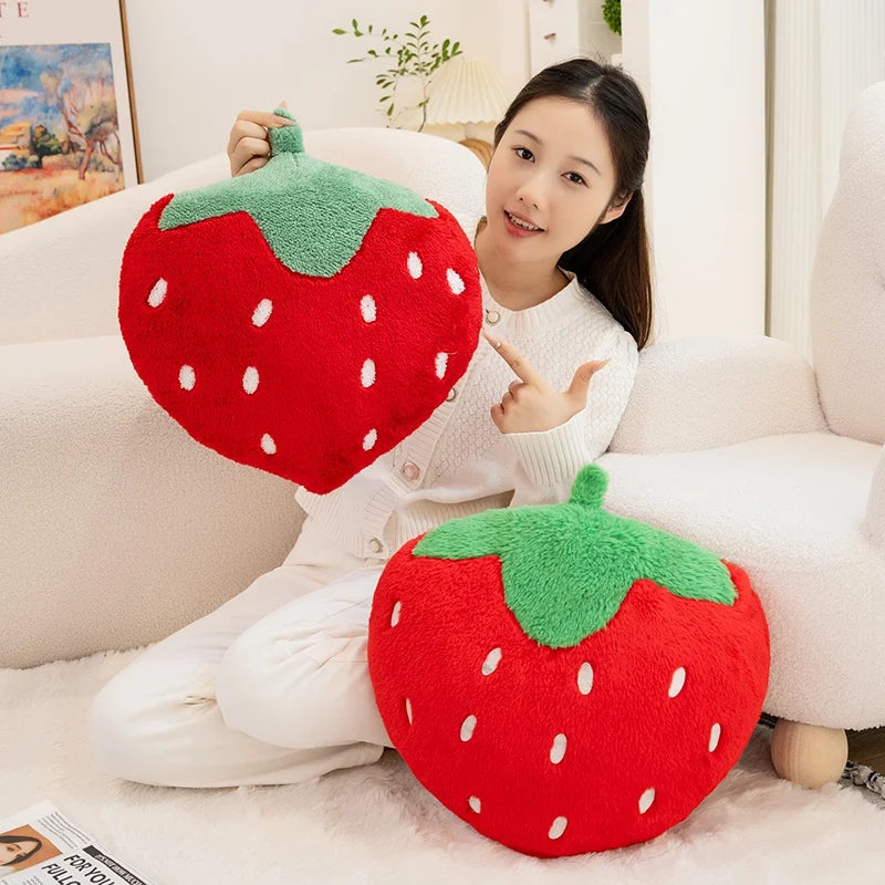 Cute Red Strawberry Plush Throw Pillow - Image 4